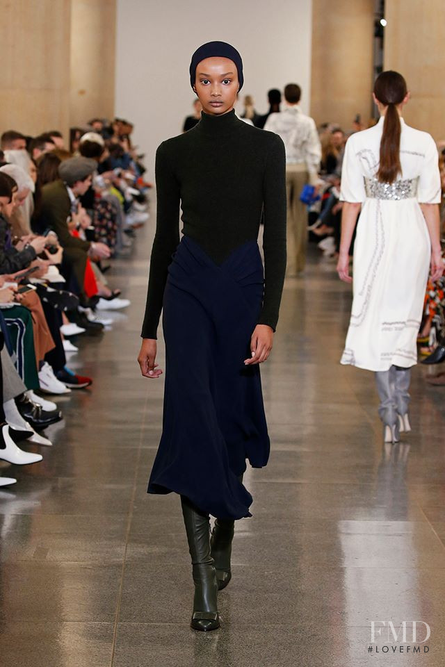 Ugbad Abdi featured in  the Victoria Beckham fashion show for Autumn/Winter 2019