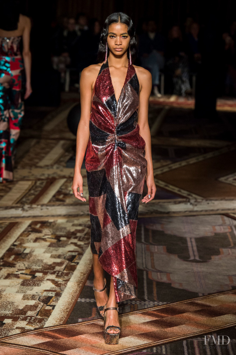 Jerudys Santana featured in  the Halpern fashion show for Autumn/Winter 2019