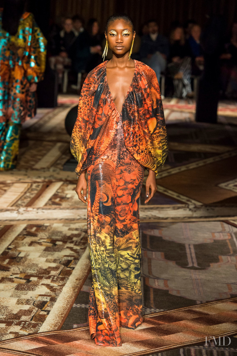Eniola Abioro featured in  the Halpern fashion show for Autumn/Winter 2019