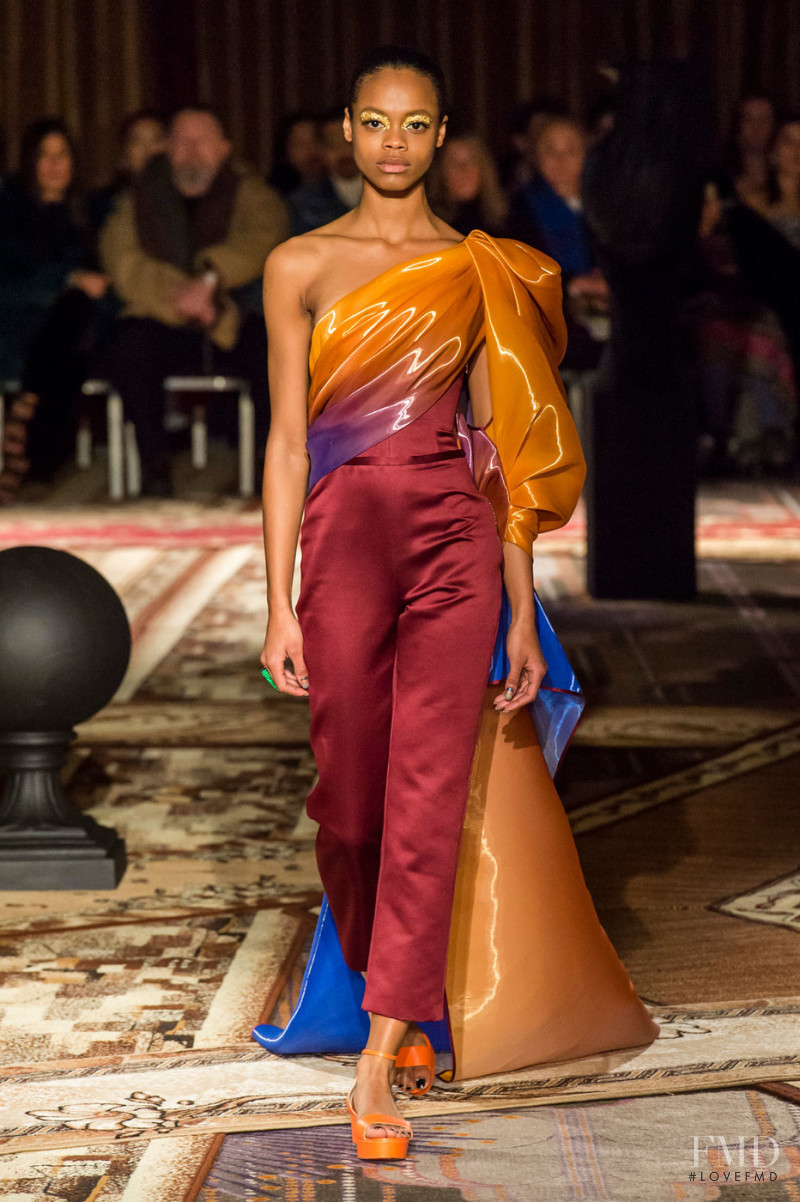 Aaliyah Hydes featured in  the Halpern fashion show for Autumn/Winter 2019