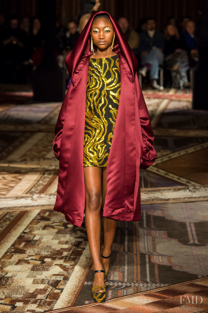 Eniola Abioro featured in  the Halpern fashion show for Autumn/Winter 2019