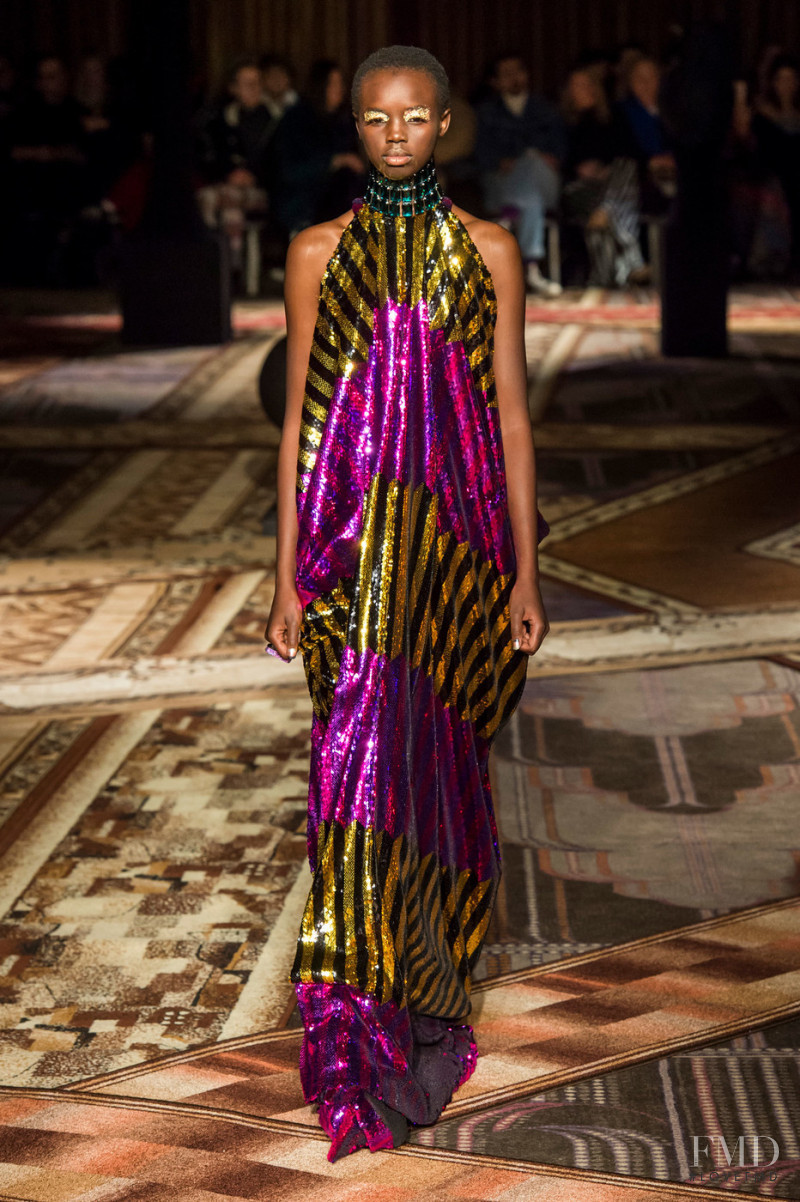 Akiima Ajak featured in  the Halpern fashion show for Autumn/Winter 2019