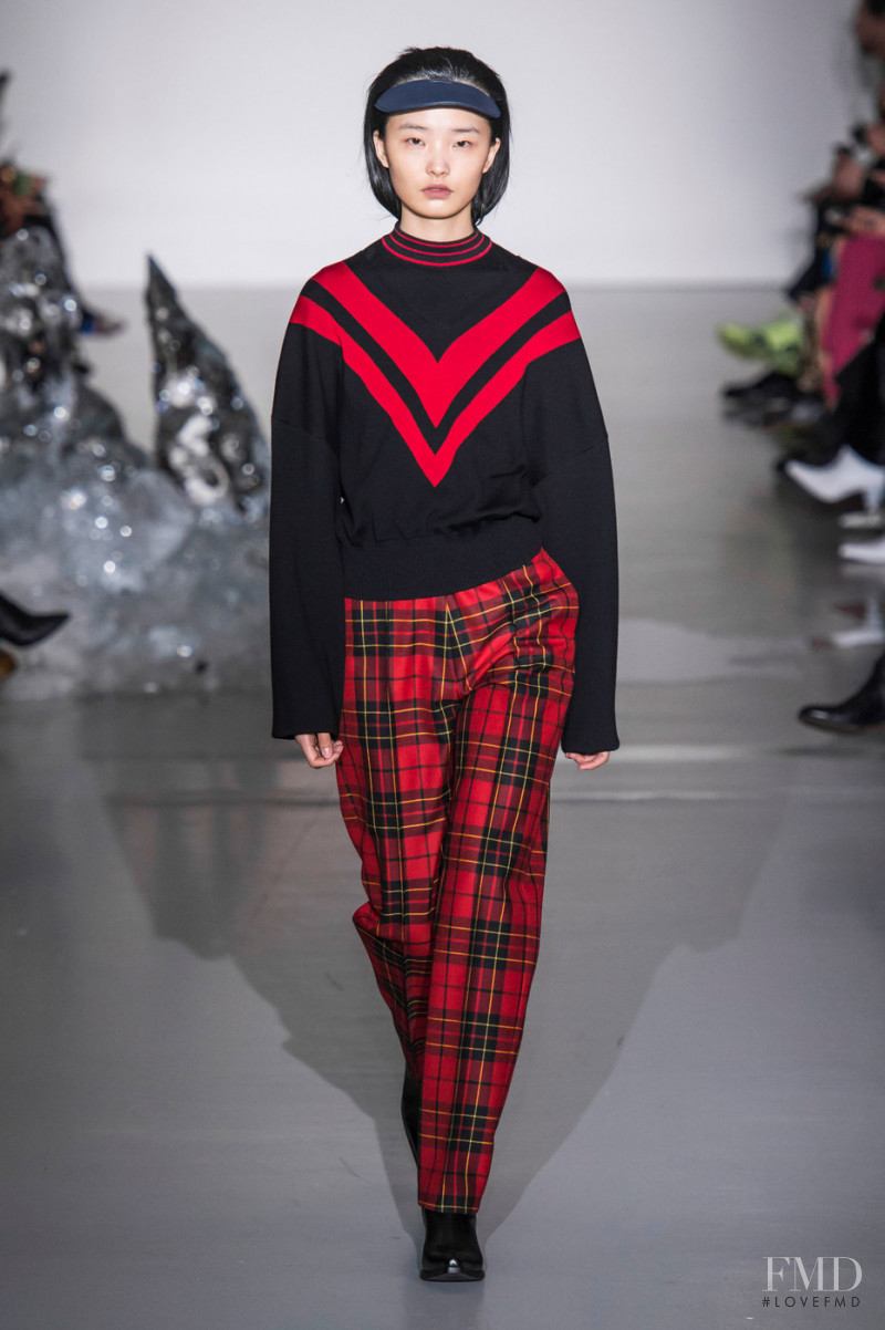 Jing Huang featured in  the Pringle of Scotland fashion show for Autumn/Winter 2019