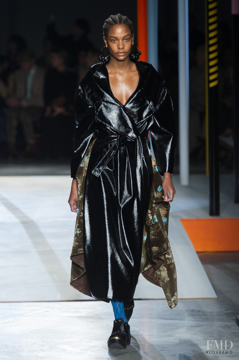 Karly Loyce featured in  the Preen by Thornton Bregazzi fashion show for Autumn/Winter 2019