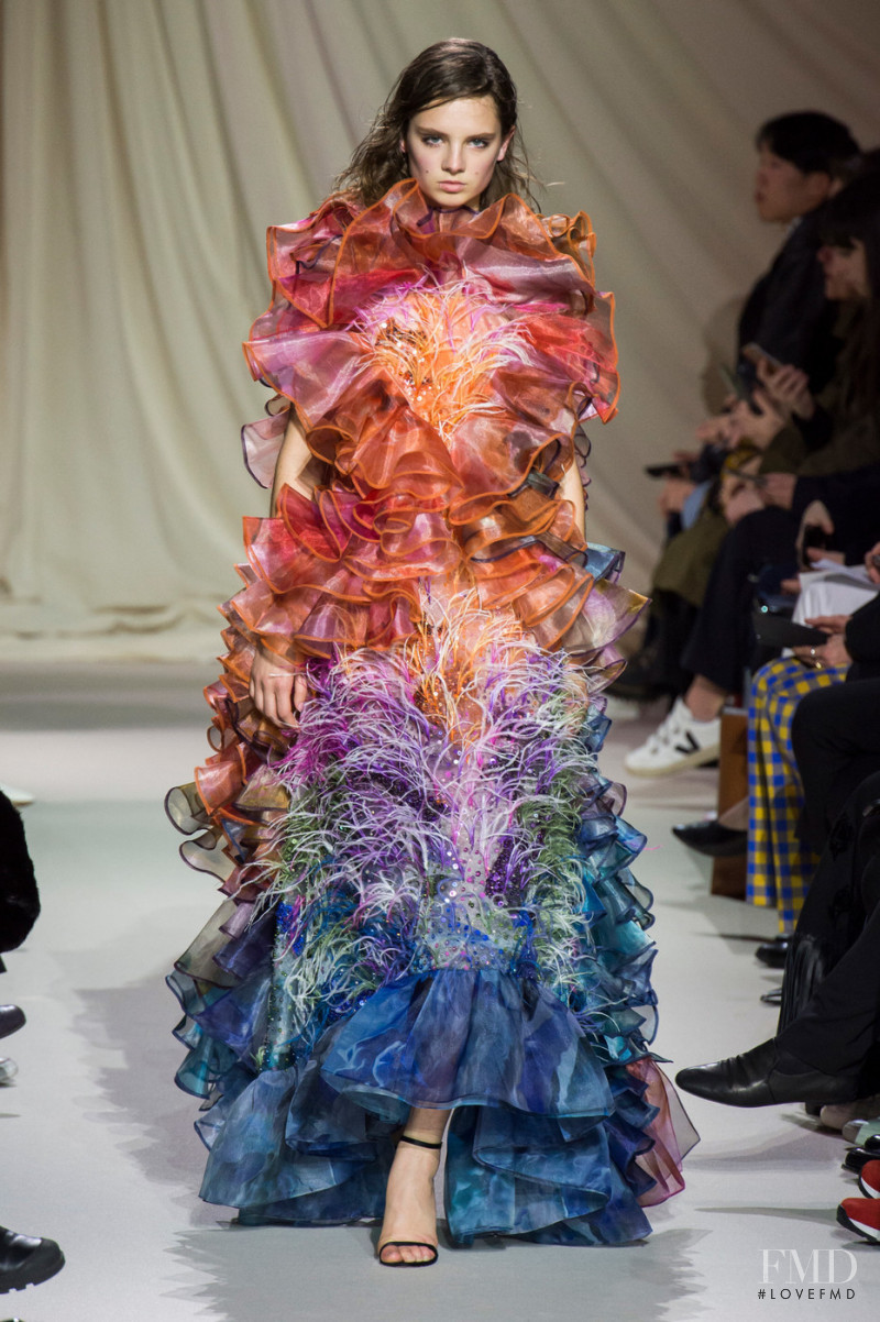 Giselle Norman featured in  the Mary Katrantzou fashion show for Autumn/Winter 2019