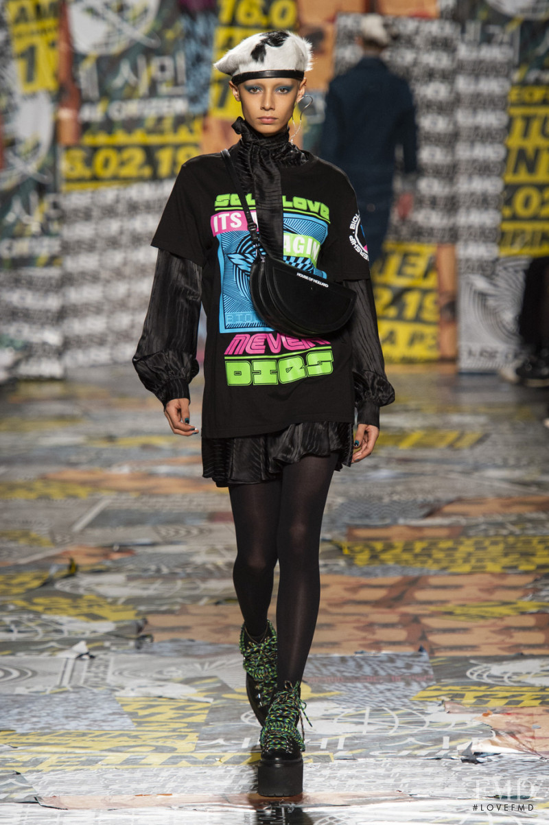 Jazzelle Zanaughtti featured in  the House of Holland fashion show for Autumn/Winter 2019