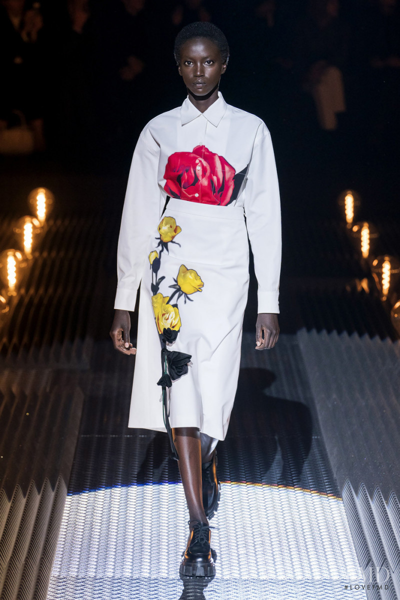 Anok Yai featured in  the Prada fashion show for Autumn/Winter 2019