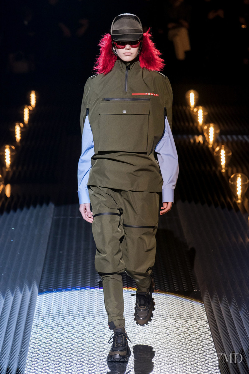 Merry Mae  Tolle featured in  the Prada fashion show for Autumn/Winter 2019