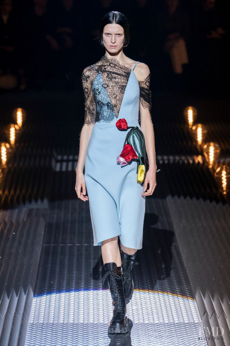 Emily Driver featured in  the Prada fashion show for Autumn/Winter 2019