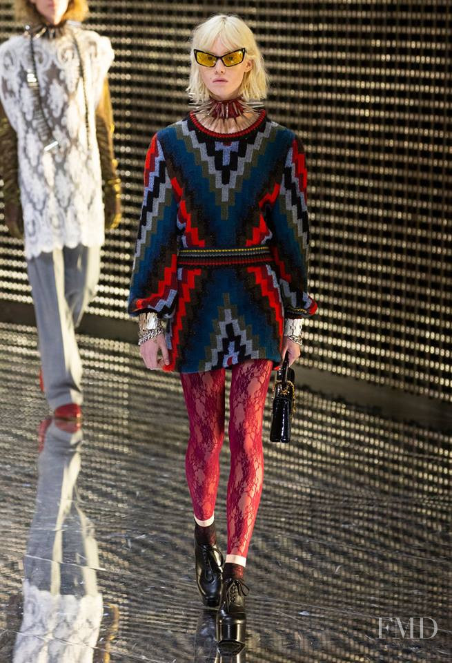 Elizaveta Romanova featured in  the Gucci fashion show for Autumn/Winter 2019