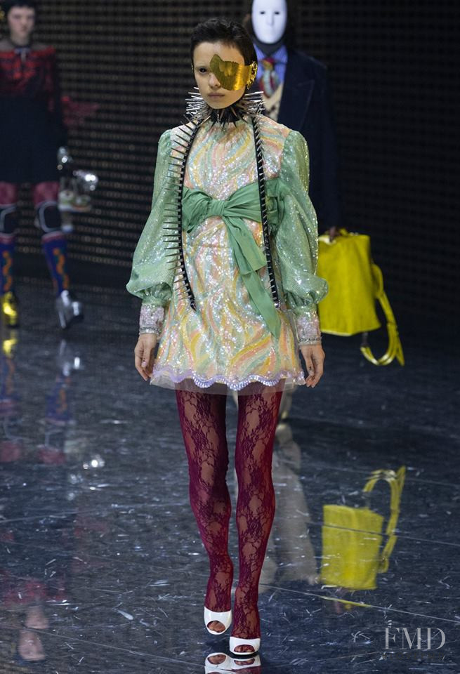Sara Hiromi Skinner featured in  the Gucci fashion show for Autumn/Winter 2019