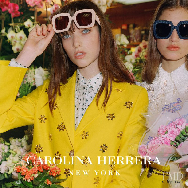 Altyn Simpson featured in  the Carolina Herrera advertisement for Spring/Summer 2019