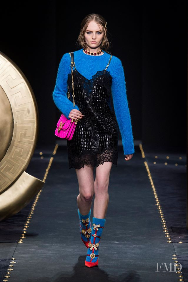 Fran Summers featured in  the Versace fashion show for Autumn/Winter 2019