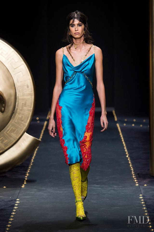 Mica Arganaraz featured in  the Versace fashion show for Autumn/Winter 2019