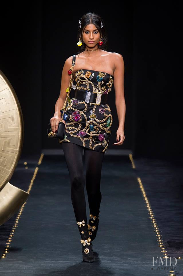 Imaan Hammam featured in  the Versace fashion show for Autumn/Winter 2019