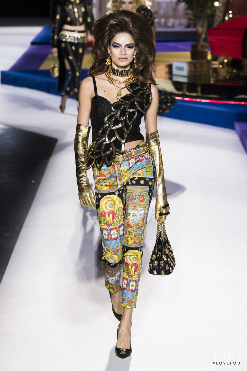 Linda Helena featured in  the Moschino fashion show for Autumn/Winter 2019