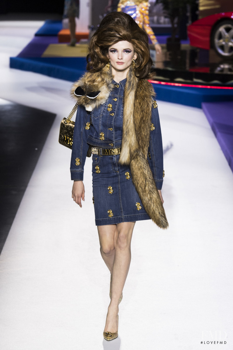 Primrose Archer featured in  the Moschino fashion show for Autumn/Winter 2019