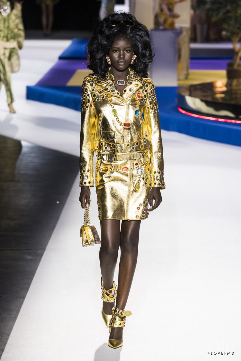 Adut Akech Bior featured in  the Moschino fashion show for Autumn/Winter 2019