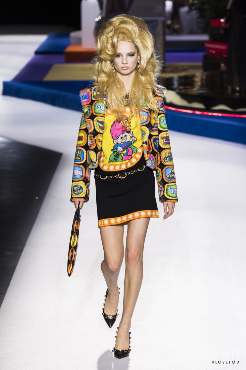 Giselle Norman featured in  the Moschino fashion show for Autumn/Winter 2019