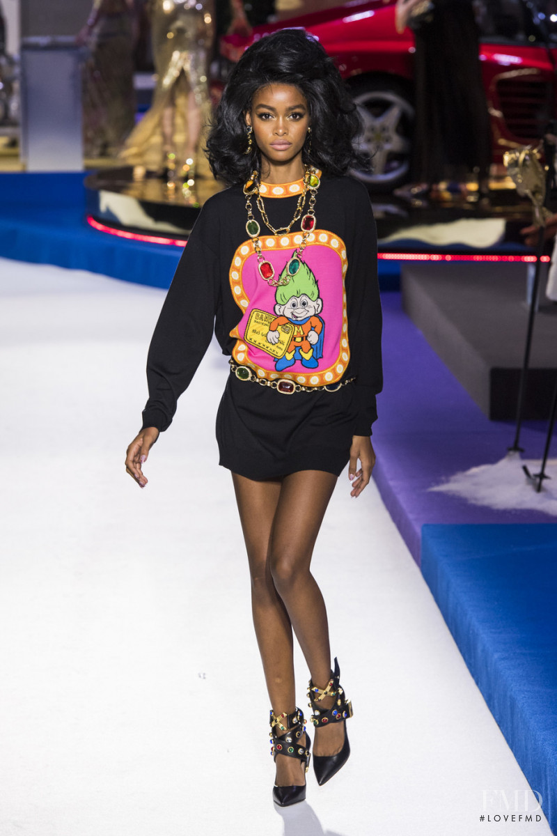 Blesnya Minher featured in  the Moschino fashion show for Autumn/Winter 2019