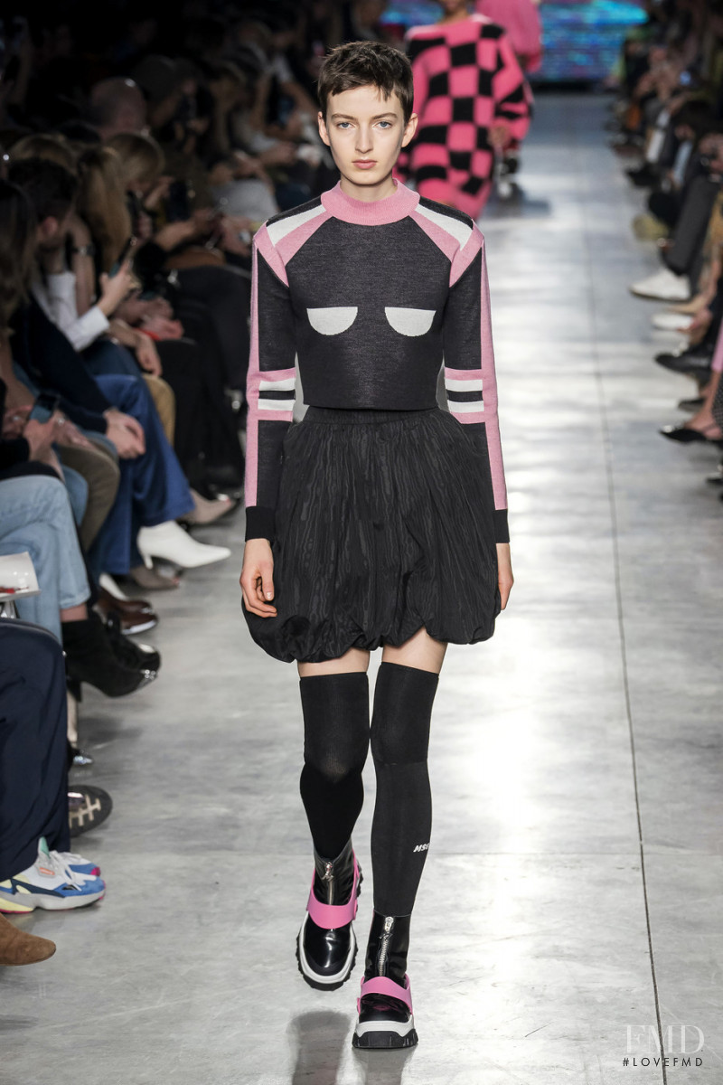 Maisie Dunlop featured in  the MSGM fashion show for Autumn/Winter 2019