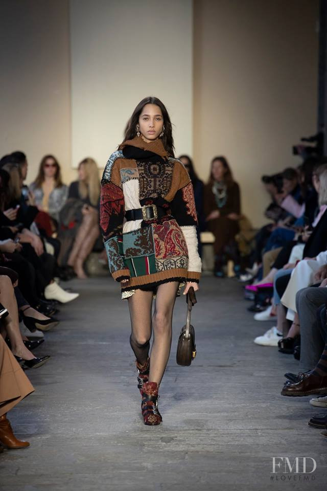 Yasmin Wijnaldum featured in  the Etro fashion show for Autumn/Winter 2019