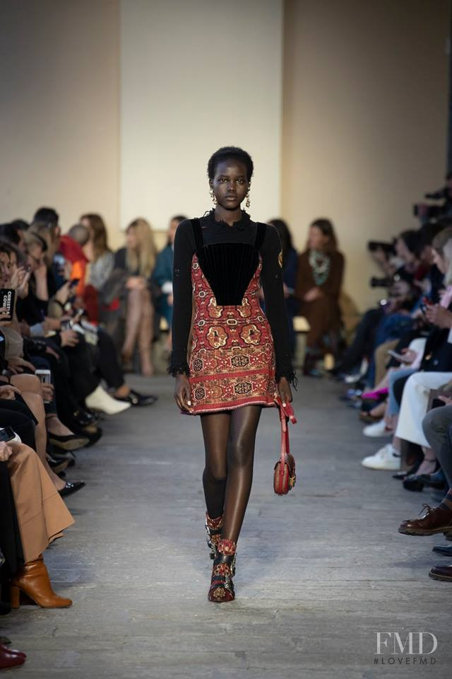 Adut Akech Bior featured in  the Etro fashion show for Autumn/Winter 2019