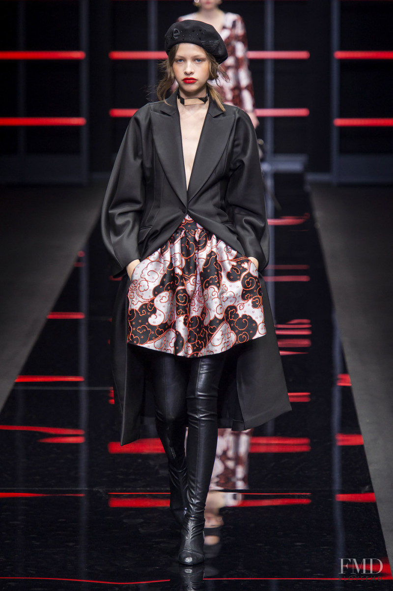 Tessa Buitenhuis featured in  the Emporio Armani fashion show for Autumn/Winter 2019