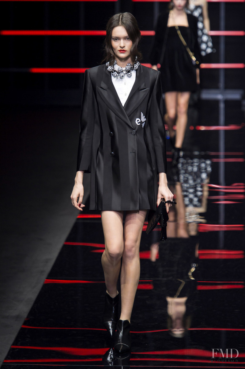 Victoria Korelaya featured in  the Emporio Armani fashion show for Autumn/Winter 2019