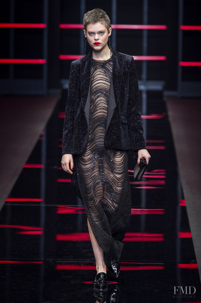 Anna Rubin featured in  the Emporio Armani fashion show for Autumn/Winter 2019