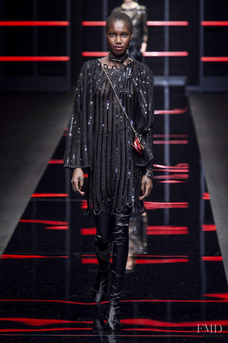 Nya Gatbel featured in  the Emporio Armani fashion show for Autumn/Winter 2019