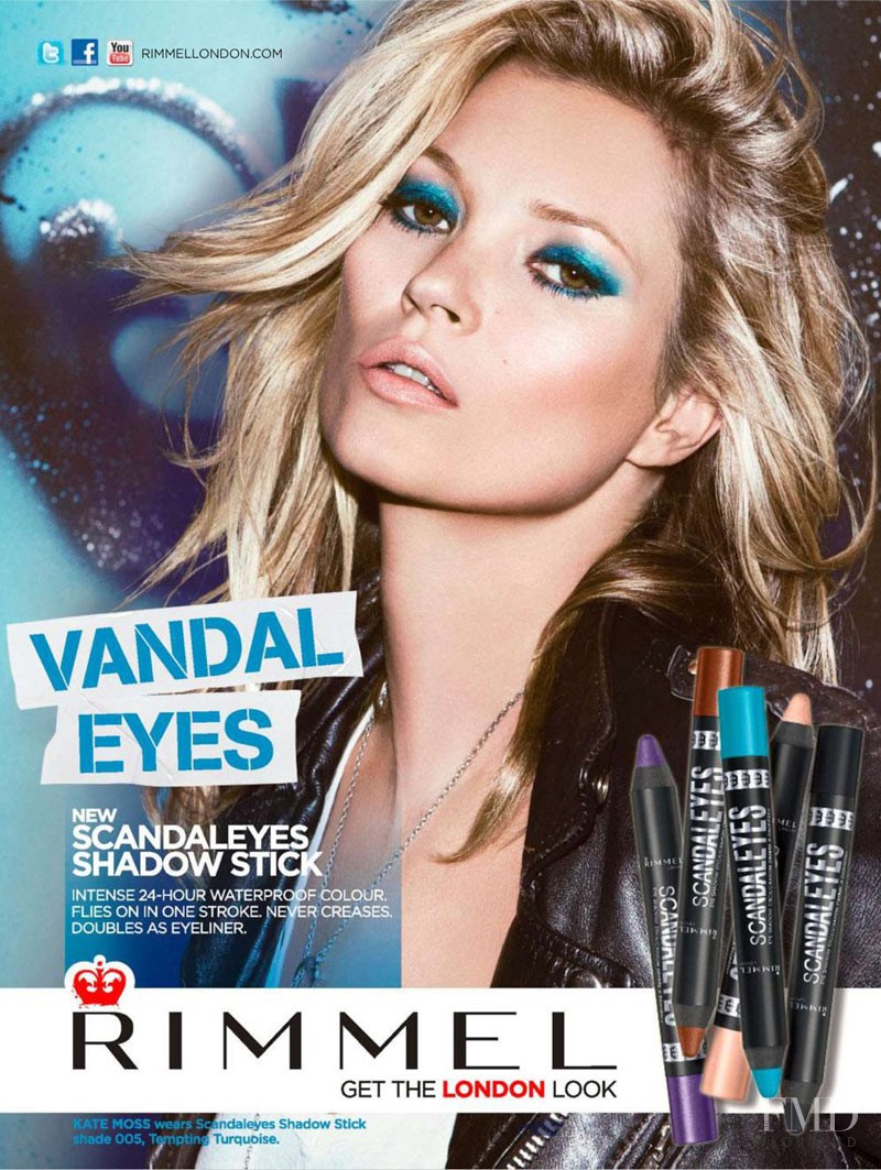 Kate Moss featured in  the Rimmel Scandaleyes Shadow Stick advertisement for Spring/Summer 2013
