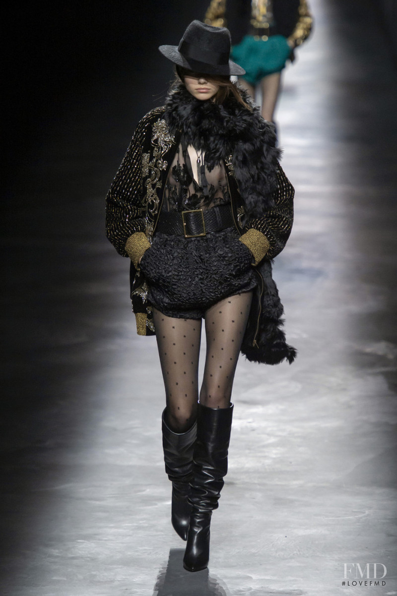Mathilde Henning featured in  the Saint Laurent fashion show for Autumn/Winter 2019