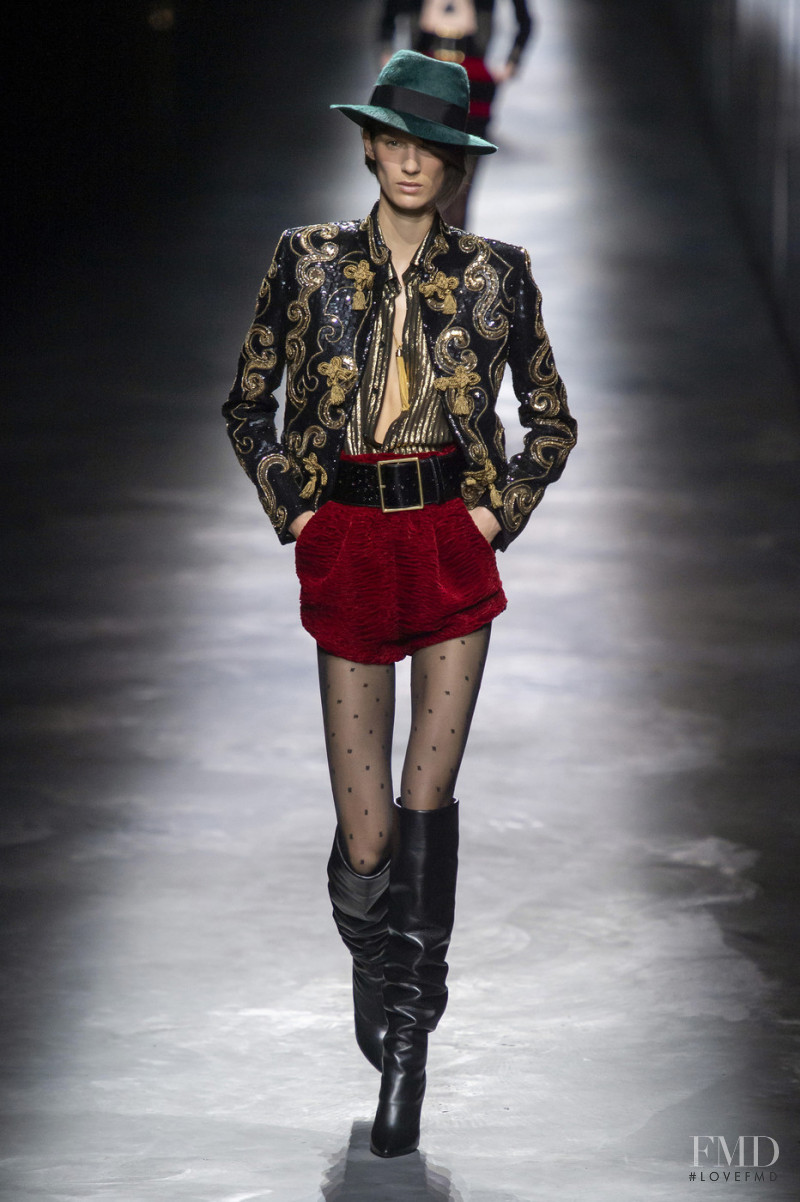 Marte Mei van Haaster featured in  the Saint Laurent fashion show for Autumn/Winter 2019
