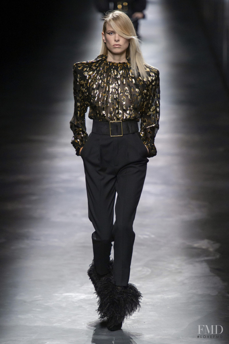 Lina Berg featured in  the Saint Laurent fashion show for Autumn/Winter 2019