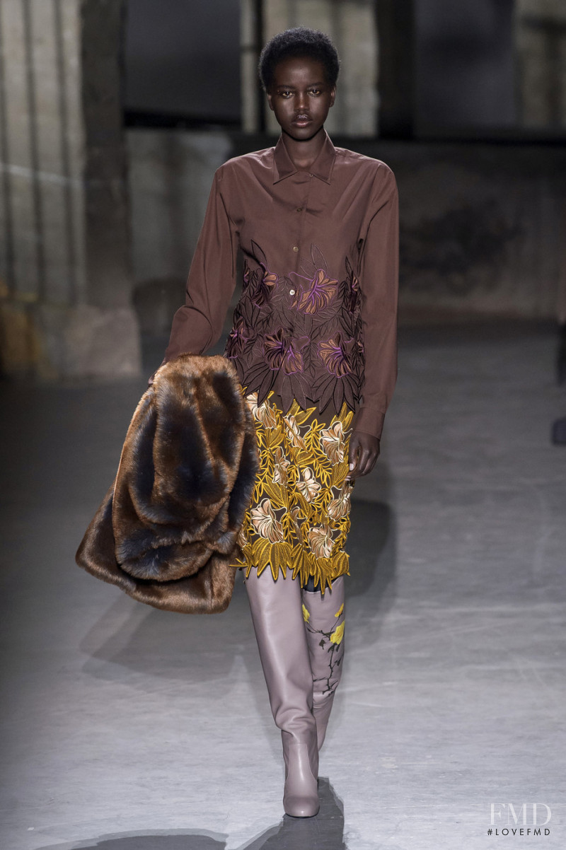 Adut Akech Bior featured in  the Dries van Noten fashion show for Autumn/Winter 2019