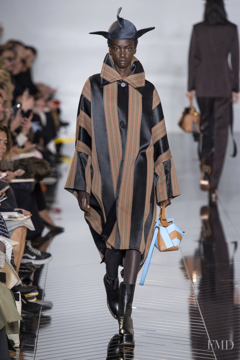Anok Yai featured in  the Loewe fashion show for Autumn/Winter 2019