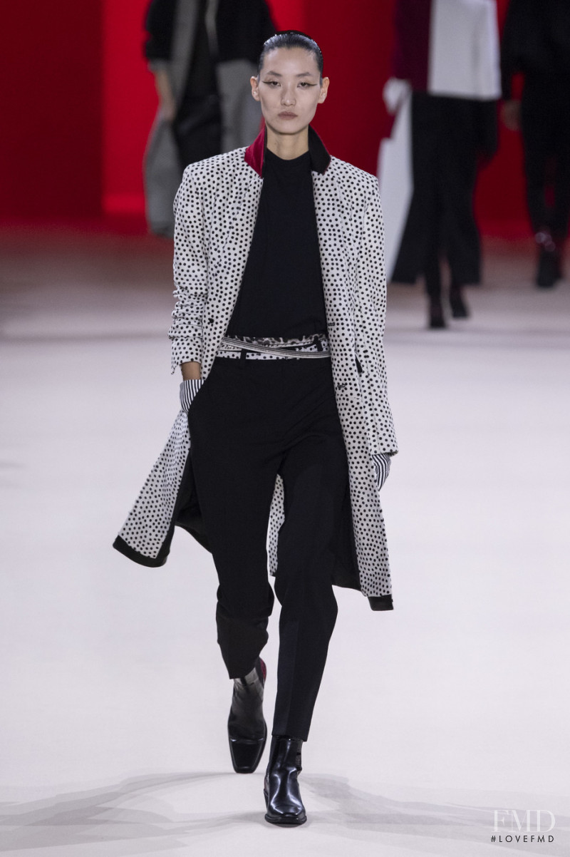 Lina Zhang featured in  the Haider Ackermann fashion show for Autumn/Winter 2019