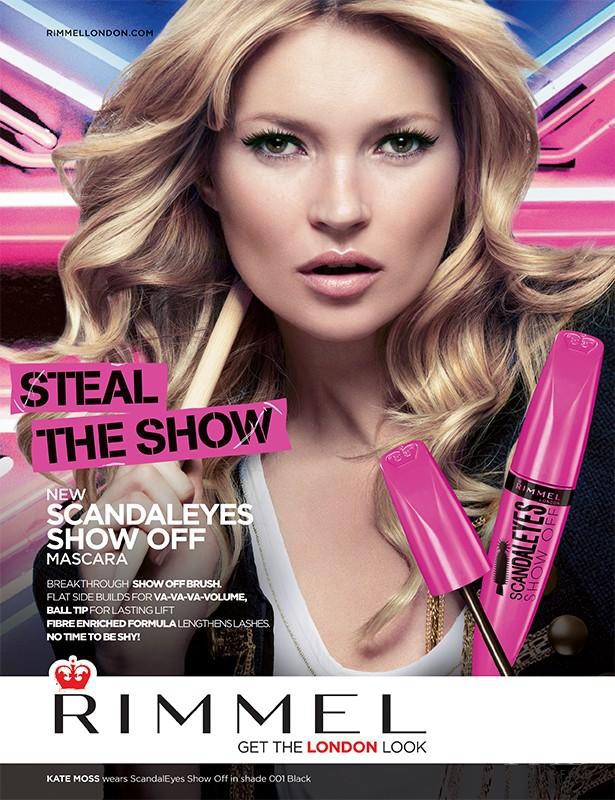 Kate Moss featured in  the Rimmel Scandaleyes Mascara advertisement for Spring/Summer 2013