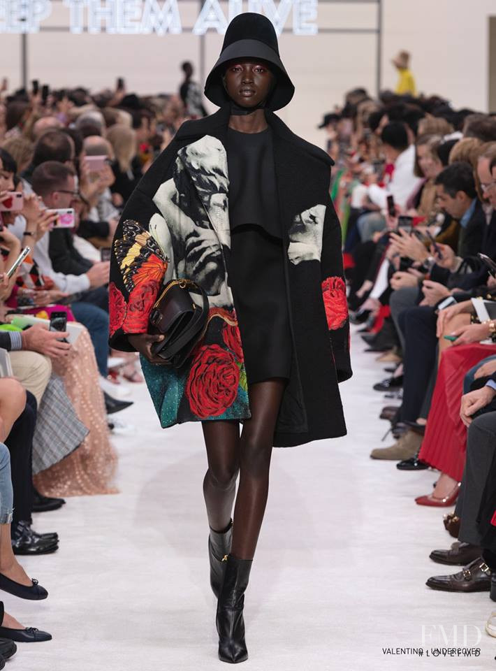 Anok Yai featured in  the Valentino fashion show for Autumn/Winter 2019