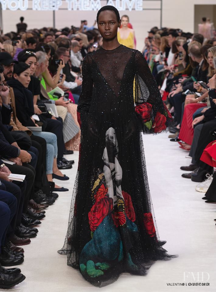 Nyarach Abouch Ayuel Aboja featured in  the Valentino fashion show for Autumn/Winter 2019
