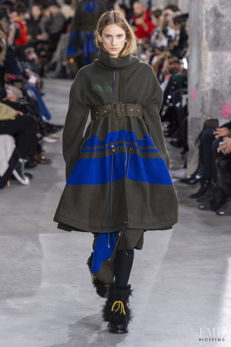 Sarah Berger featured in  the Sacai fashion show for Autumn/Winter 2019