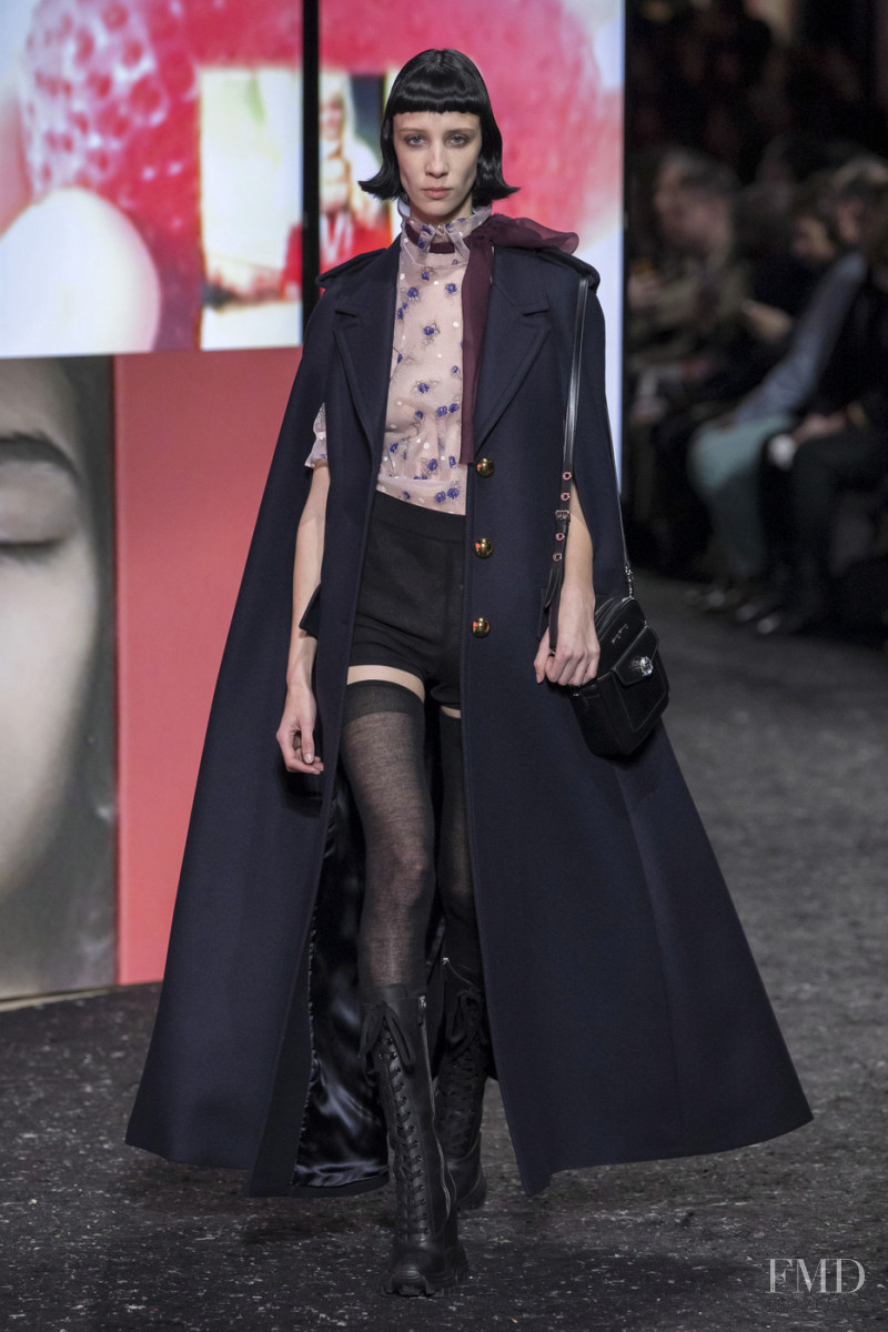 Sasha Knysh featured in  the Miu Miu fashion show for Autumn/Winter 2019