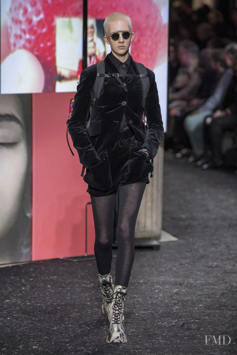 Finn Buchanan featured in  the Miu Miu fashion show for Autumn/Winter 2019