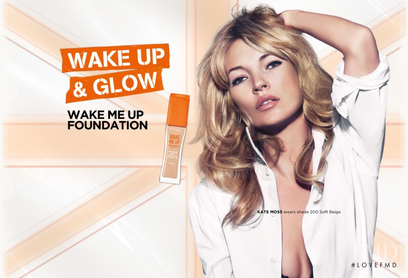 Kate Moss featured in  the Rimmel Wake Me Up Foundation advertisement for Spring/Summer 2013