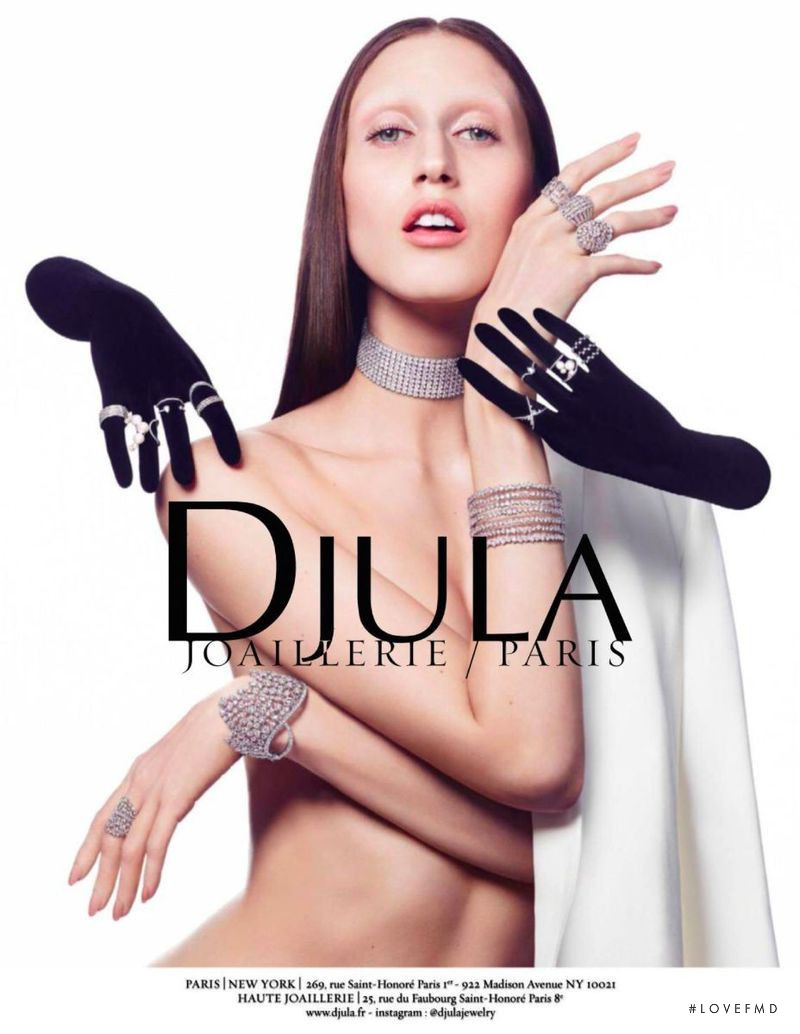 Anna Cleveland featured in  the Djula advertisement for Spring/Summer 2017