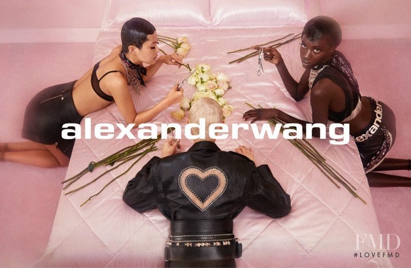 Anok Yai featured in  the Alexander Wang advertisement for Autumn/Winter 2018