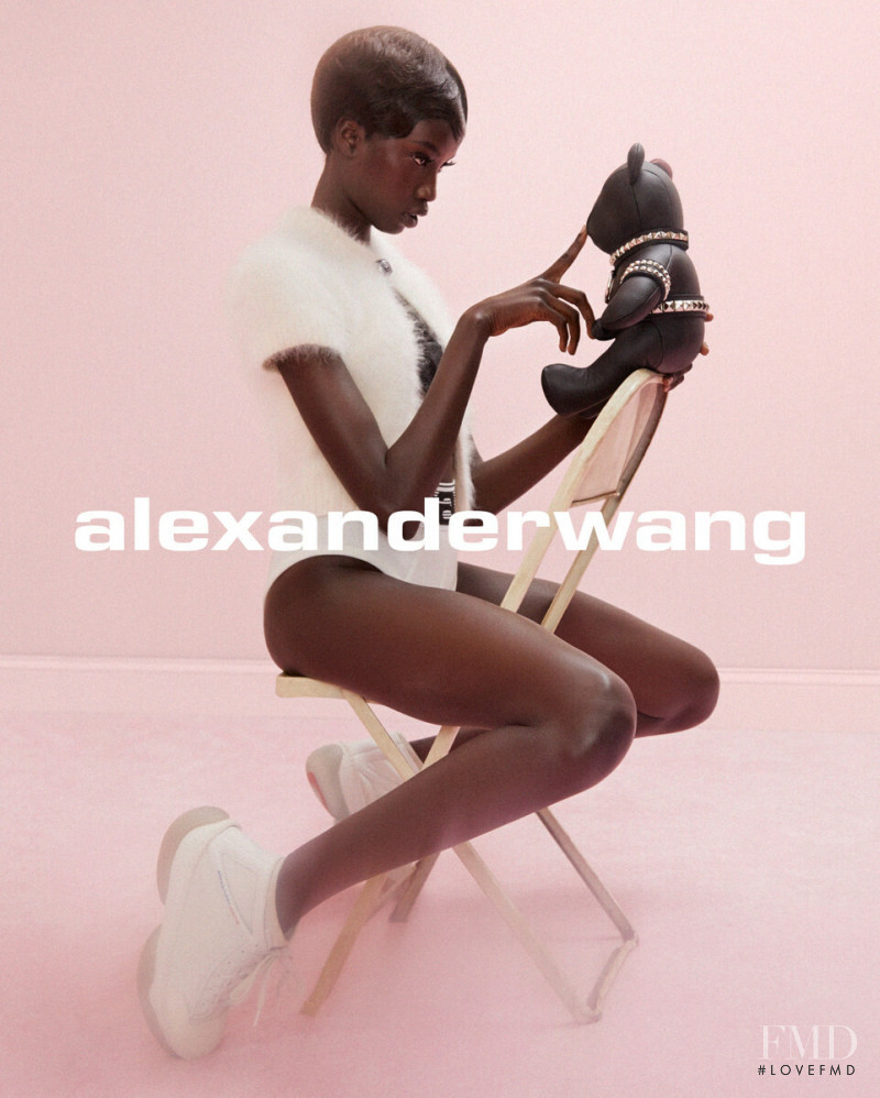 Anok Yai featured in  the Alexander Wang advertisement for Autumn/Winter 2018