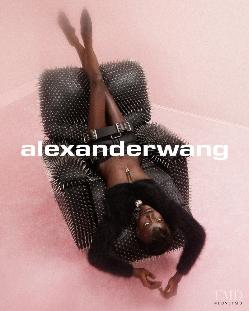 Anok Yai featured in  the Alexander Wang advertisement for Autumn/Winter 2018