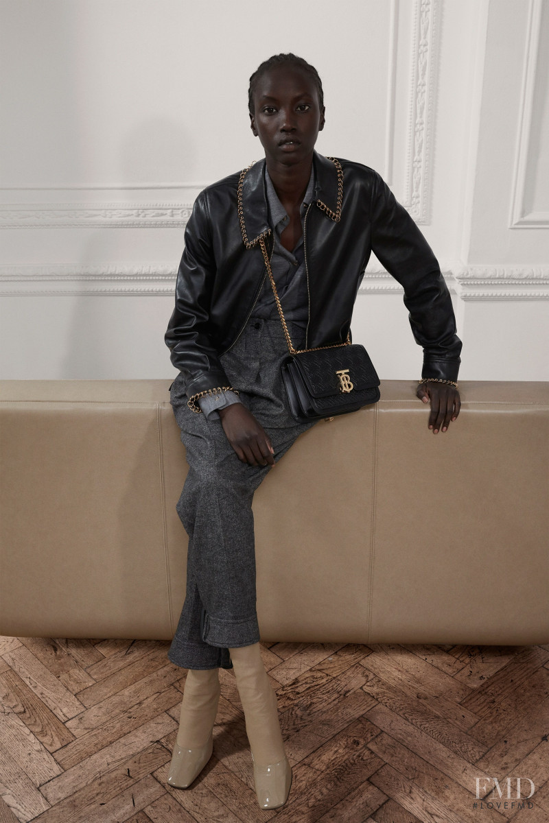 Anok Yai featured in  the Burberry lookbook for Pre-Fall 2019